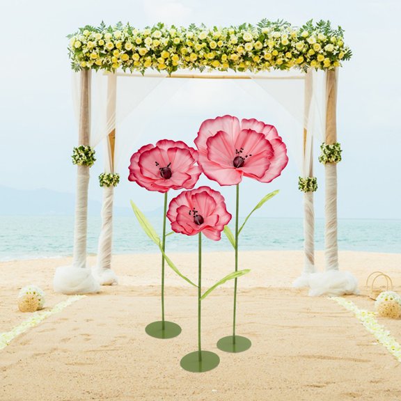 Pink EVA Iron 3pcs Simulation Of Corn Poppy Wedding Stage Road Guide Decorative Flower