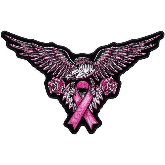 Pink Eagle Breast Cancer Ribbon Patch, Large Size