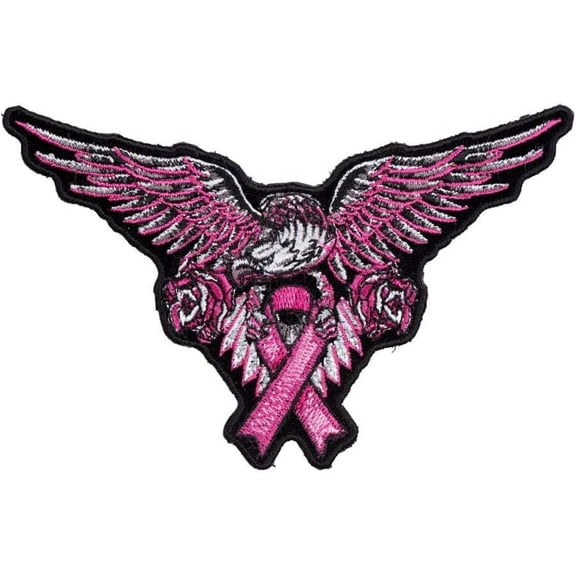 Pink Eagle Breast Cancer Ribbon Patch, Medium Size