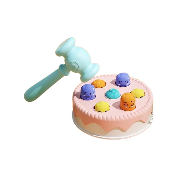 Pink Early Childhood Hand Eye Coordination Training Toy Whack A Mole Cake Shape For Kids