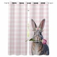 thumbnail image 1 of Pink Easter Blackout Curtains 54 Inch Length 2 Panels Set for Living Room Bedroom, Bunny Tulip Checkered Elegant Pastoral Room Darkening Window Curtains Thermal Insulated Black Out Curtain 52"x54", 1 of 8
