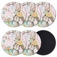 thumbnail image 1 of Pink Easter Bunny Coasters Set of 6, Absorbent Coasters for Drinks, Spring Easter Eggs Floral Buffalo Plaid Coaster for Desk Coffee Table Protection, Home Decor House Warming Gifts 4", 1 of 8