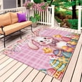 thumbnail image 1 of Pink Easter Bunny Outdoor Rug 5x8 Ft, Non Slip Washable Area Rug, Spring Easter Eggs Chicken Floral Plaid Patio Rugs Carpet Runner, Large Floor Mat for Indoor/Outdoor Deck Porch Camping, 1 of 8