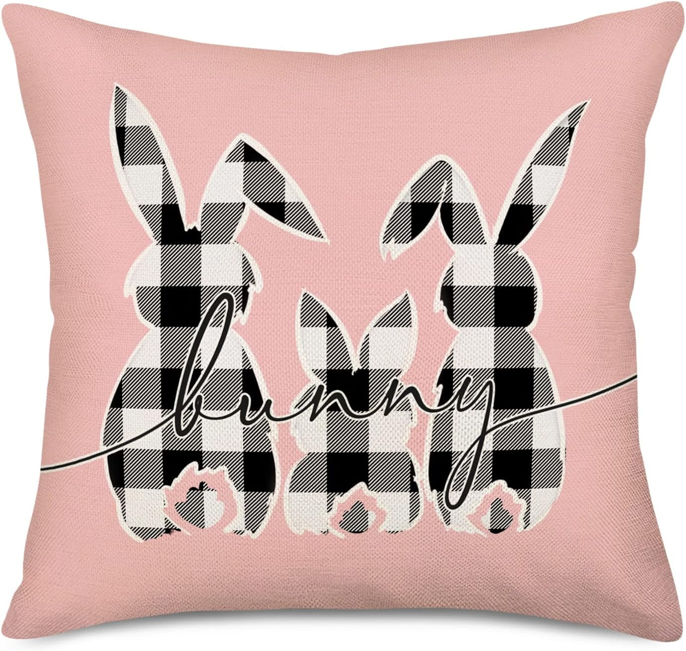 Pink Easter Bunny Pillow Covers 18x18 Inch Black and White Buffalo ...