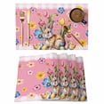 thumbnail image 1 of Pink Easter Bunny Placemats Set of 6 Spring Tulip Floral Easter Eggs Plaid Place Mats Indoor Wipeable Table Mats Washable Cloth Dining Table Placemats for Kitchen Holiday Party Home Decor 13x19 Inch, 1 of 9