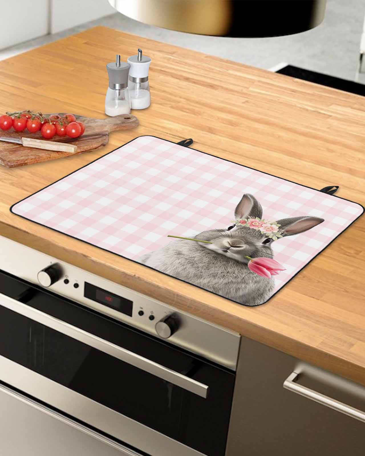 Pink Easter Bunny Stove Top Covers for Electric Stove, Heat Insulation