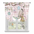 thumbnail image 1 of Pink Easter Bunny Tie Up Curtains 45 Inches Long, Kitchen Window Curtains Over Sink, Spring Easter Eggs Floral Buffalo Plaid Small Window Curtains Shade Balloon Curtains Valances for Bedroom 34"x45", 1 of 8