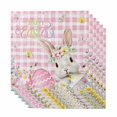 thumbnail image 1 of Pink Easter Cloth Napkins, Spring Easter Bunny Eggs Floral Buffalo Plaid Washable and Reusable Dinner Napkins Set of 6, Table Napkin for Kitchen Party Birthday Wedding Hotel Housewarming 20"x20", 1 of 9