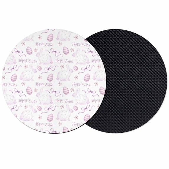 Pink Easter Coasters Set of 2, Absorbent Coasters for Drinks, Watercolor Spring Bunny Eggs Flowers Coaster for Desk Coffee Table Protection, Home Decor House Warming Gifts 4"