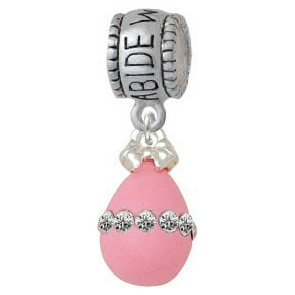 Pink Easter Egg with Clear Crystal Band - Abide With Me Charm Bead