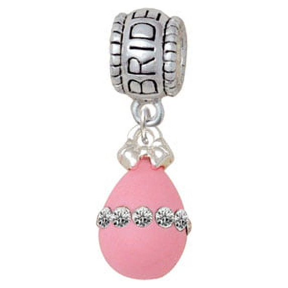 Pink Easter Egg with Clear Crystal Band - Bride Charm Bead
