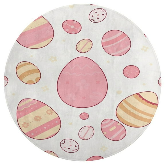 Pink Easter Eggs Pattern Round Carpet Circle Rug Outdoor Patio Area Rug Washable Large Area Rugs Hallway Room Decor Fitness Mats