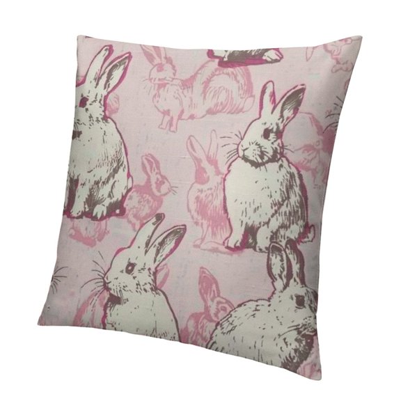 Pink Easter Pillow Covers Cute Bunny Rabbit Easter Themed Print Decorative Outdoor Throw Pillows Spring Decorations Holiday Cushion Covers Rustic Decor for Couch Sofa Bed