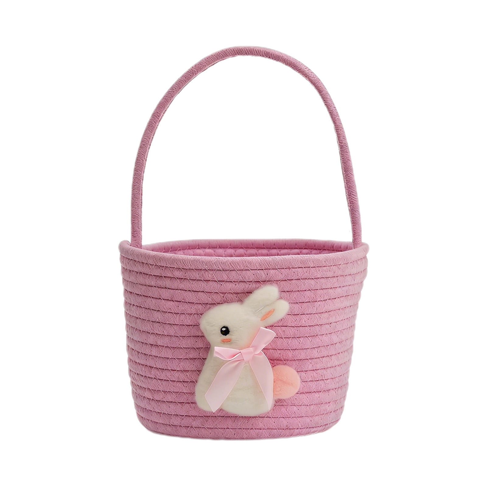 Pink Easter Rope Braided Storage Basket 8.66X6.30 Inches Cotton Linen ...