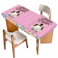 thumbnail image 1 of Pink Easter Table Cloths for 4 Foot Rectangle Tables, Easter Bunny Eggs Spring Cartoon Farmhouse Wood Grain Patio Waterproof Elastic Fitted Tablecloths, Washable Rectangular Table Cover for Camping, 1 of 8