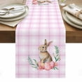 thumbnail image 1 of Pink Easter Table Runner - 36 Inch Long, Kitchen Dining Table Runner Dresser Scarves, Bunny Eggs Spring Floral Stripes Farmhouse Farmhouse Decor for Coffee Tables Wedding Party Banquet, 1 of 8