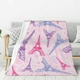 thumbnail image 1 of Pink Eifel Tower Paris Theme Throw Blanket Ultra Soft Warm All Season Decorative Fleece Blankets for Bed Chair Car Sofa Couch Bedroom 50"X40", 1 of 6