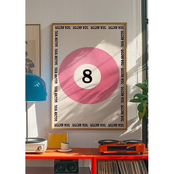 Pink Eight Ball Retro Game Poster Unframed Paper Print