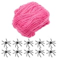 thumbnail image 1 of Pink Elastic Cobweb Halloween Decor, Stretchy Spider Web with Fake Spiders for Haunted House Party, 1 of 8