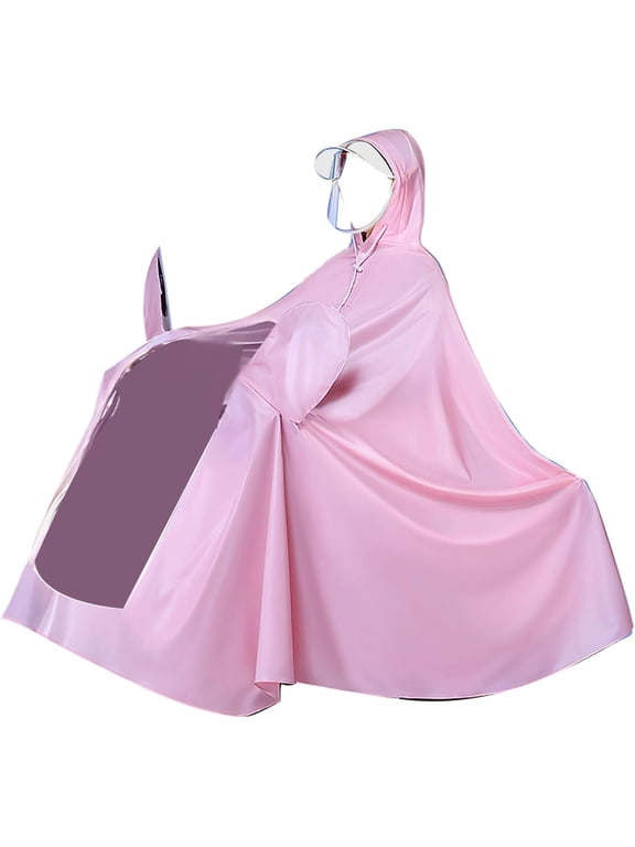 Pink Electric Bike Raincoat Waterproof Cycling Poncho for Scooter Reusable Full Body Long Rain Cape with Face Shield and Light Window for Women Girls