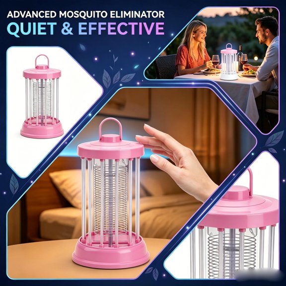 Pink Electric Mosquito Zapper, Bug Zapper Outdoor Waterproof, Insect Zapper Outdoor, Backyard Mosquito, 1Pc 7.5X5.5 Inch Usb Rechargeable Led Physical for Gnats, Flies and Flying