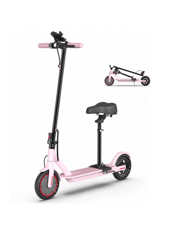 Pink Electric Scooter for Adults with Seat, 350W Motor, 8.5" Solid Tires, 19MPH Top Speed, 21 Mile Range, Foldable E Scooter with App Control, Phone Holder, Dual Braking System : Sports & Outdoor