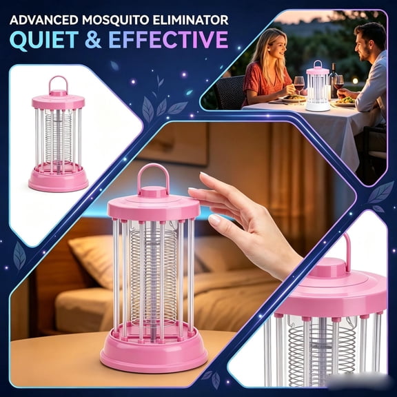 Pink Electric Zapper, Outdoor Bug Zapper, Mosquito Outdoor, Backyard Bug, 1Pc 7.5X5.5 Inch Usb Rechargeable Led Physical Shock Eliminator for Patio, Garage and Camping Overnight