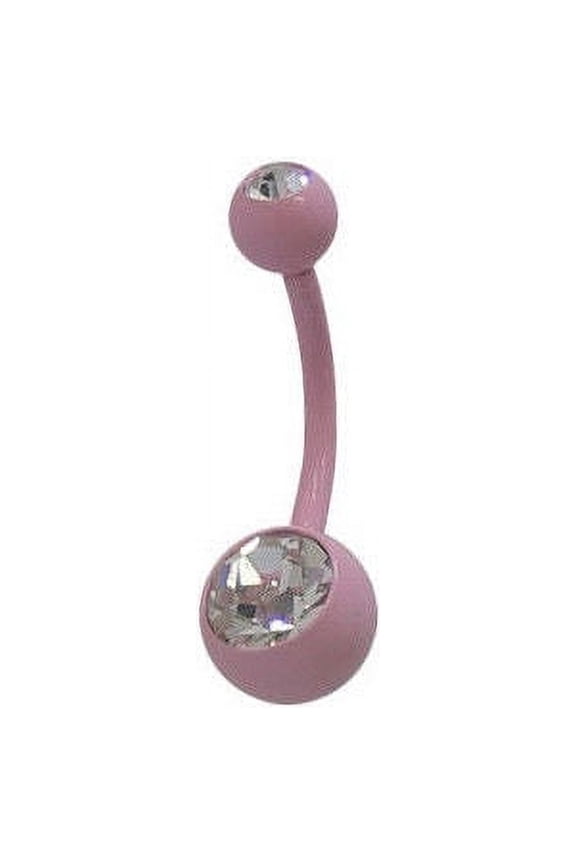 Pink Electro Plated Belly Ring with Jewels