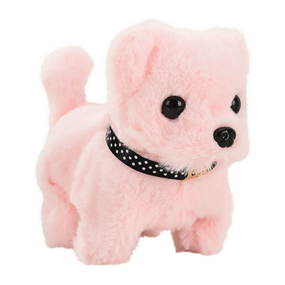 Pink Electronic Pet Plush Dog Toy Walking Simulation Dog With Collar Puppy Toy With Sound And Motion For Kids Children Pink