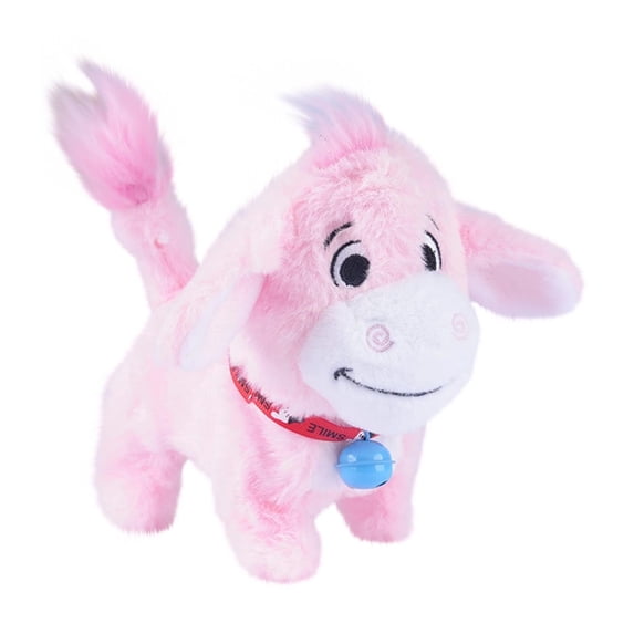 Pink Electronic Walking Donkey Toy, Realistic Braying Stuffed Animal, Interactive Moving Plush Toy, Animated Pet Companion
