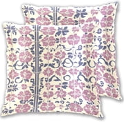 Pink Elements Floral Throw Pillow Covers 16x16 Inch 2 Packs Decorative Square for Living Room Couch Bed Sofa