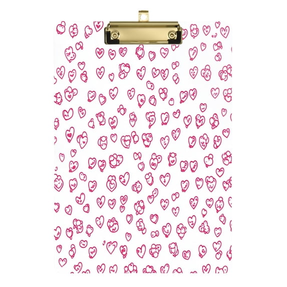 Pink Elements Heart 12.5x9in Clipboard, Durable Acrylic with Metal Clip and Wall Hook for Office or Classroom