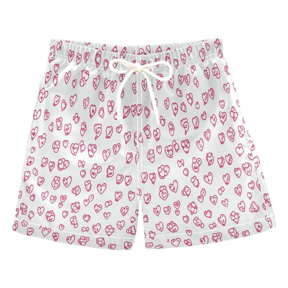 Pink Elements Heart Boys' Swim Trunks Beach Pool Shorts Quick Dry Soft Fabric Classic Fit