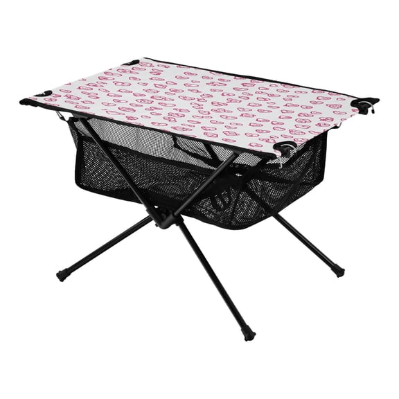 Pink Elements Heart Galaxy Pine Tree Xmas Painting Christmas Kids Camping Tables Folding Table for Children 23.6x15.7in 600D Oxford Fabric 110lb Capacity