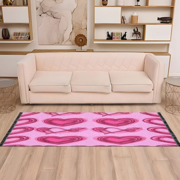 Pink Elements Romantic 72x23.5" Bedroom Runner Rug, Durable and Non-Slip for Hallways and Living Rooms