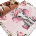 thumbnail image 1 of Pink Elephant Area Rugs Collection 5'x7', Cute Wildlife Animals Watercolor Flowers Non Slip Indoor Rectangle Throw Runner Rug Floor Mat Carpet for Living Room Dining Table Bedroom Nursery, 1 of 9