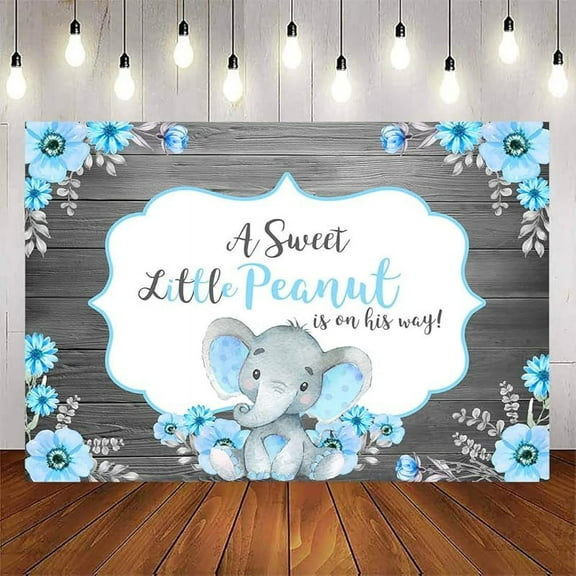 Custom Pink Elephant Baby Shower Backdrop for Girl Sweet Little Peanut is on The Way Photography Background Elephant Cake Table Decorations(7x5ft)