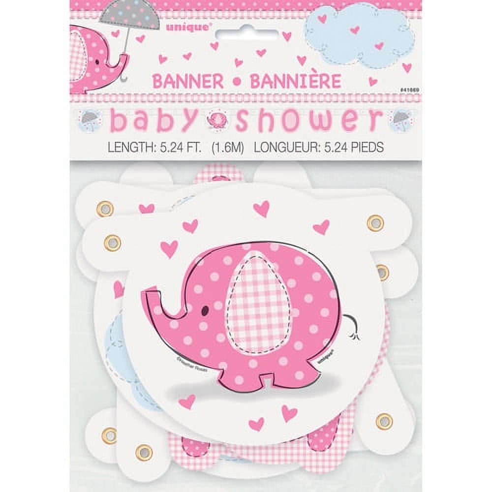 Pink Elephant Baby Shower Banner, 4.5ft - image 1 of 2