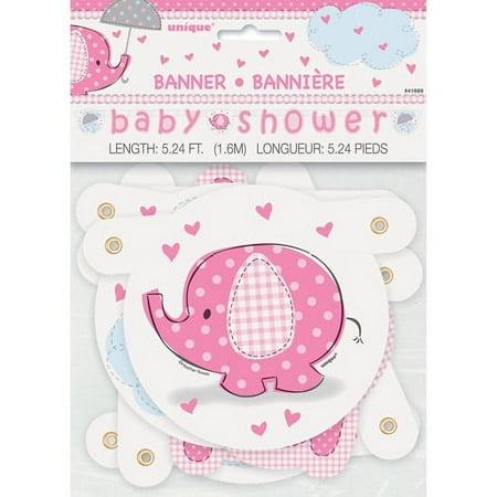 Pink Elephant Baby Shower Banner, 4.5ft