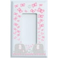 thumbnail image 1 of Pink Elephant Light Switch Plate  Single Rocker Cover with Grey Chevrons Hearts and Butterflies, 1 of 1
