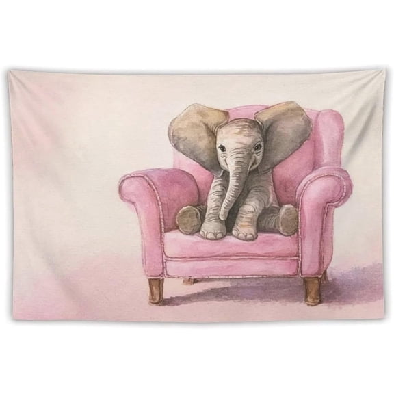 Pink Elephant Sofa Tapestry Large Wall Art Backdrop Flag Hanging Decor for Living Room Bedroom Dorm Office 40" x 60"