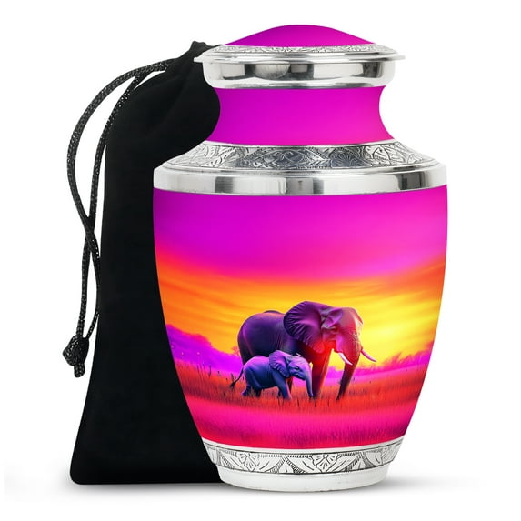 Pink Elephant Urns For Adult Female Ashes - Large Memorial Urn For Human Ashes Adult Male Dad - Cremation Funeral Ashes - 10 Inch