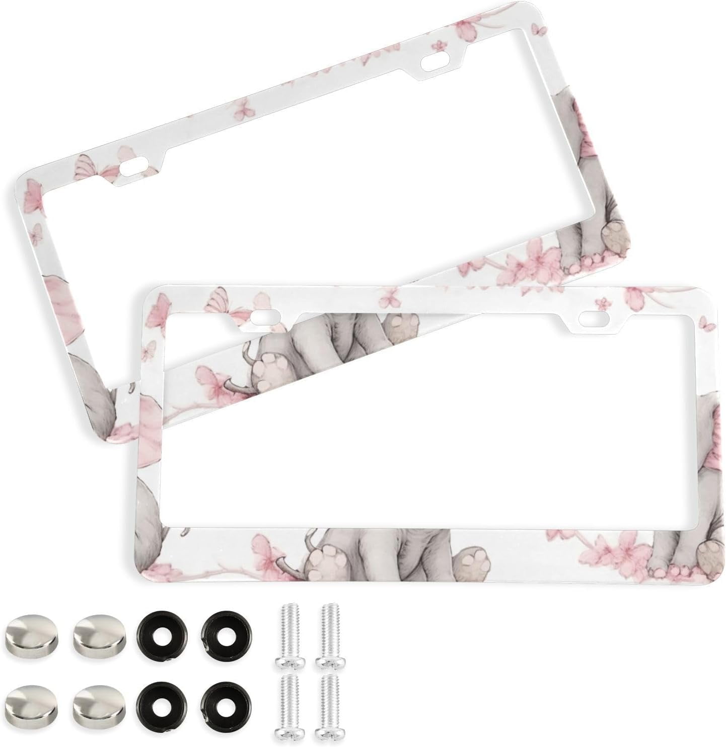 Elephants Red Front License Plate - 6"x12" Aluminum Personalized Car Plate Cover