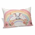 thumbnail image 1 of Pink Elephants Pillow Covers, Linen Long Throw Pillow Case, Cute Rainbow Spring Floral Botanical Holiday Pillow Protector Decorative Cushion Cover for Living Room/Bedroom 12" x 20", 1 of 8