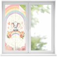 thumbnail image 1 of Pink Elephants Window Privacy Film, Cute Rainbow Spring Floral Botanical Static Cling UV Sun Blocking Heat Control Window Tint Day and Night, Non-Adhesive One Way Windows Privacy Cover 17.7''x39.3'', 1 of 7