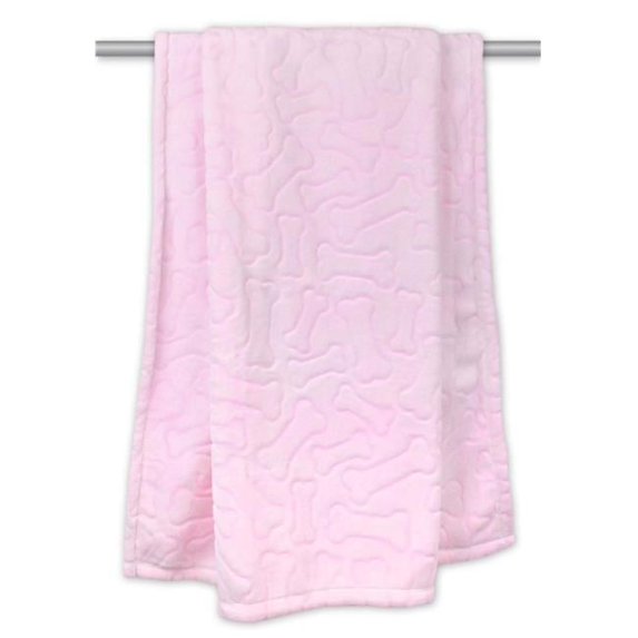Pink Embossed Bone Print Pet Blanket