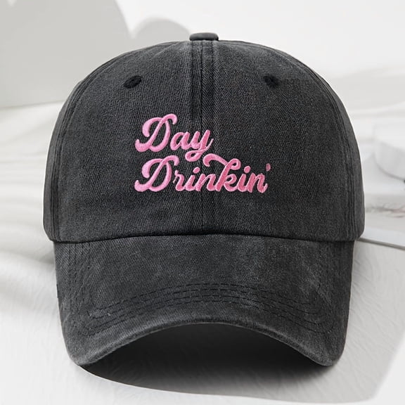 Pink Embroidered Baseball Cap Pink Embroidered Vintage Baseball Cap, Unisex Adjustable Brim Soft Top for Sports, Fishing, Camping