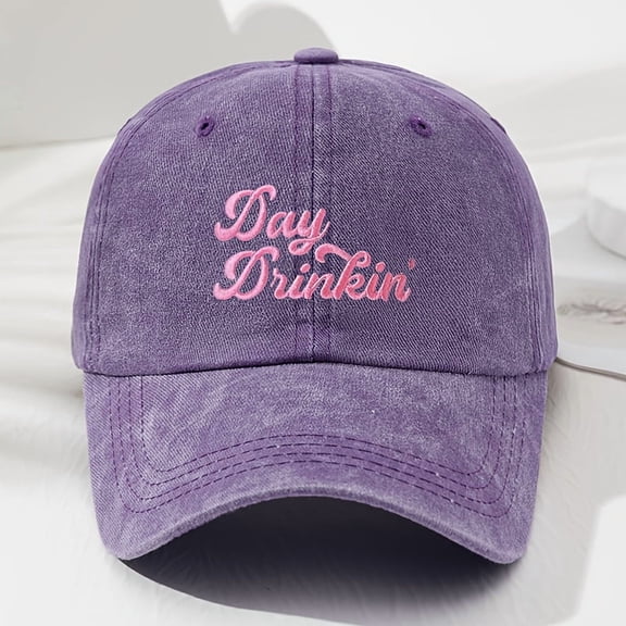 Pink Embroidered Baseball Cap Pink Embroidered Vintage Baseball Cap, Unisex Adjustable Brim Soft Top for Sports, Fishing, Camping