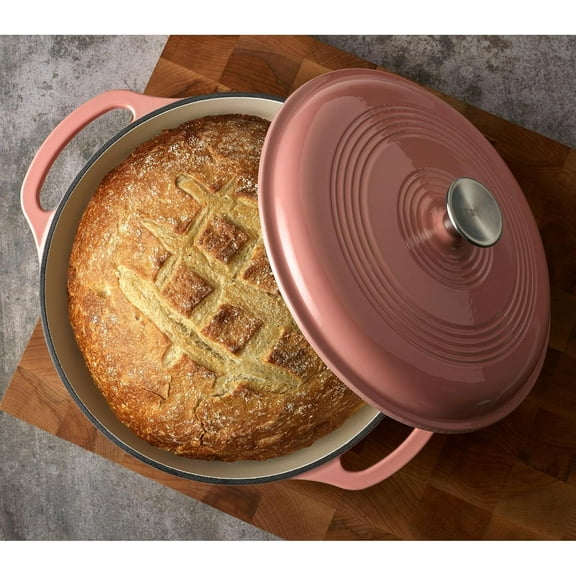 Pink Enamel Cast Iron Dutch Oven 6 Qt. - , Non-Reactive, Easy to Clean