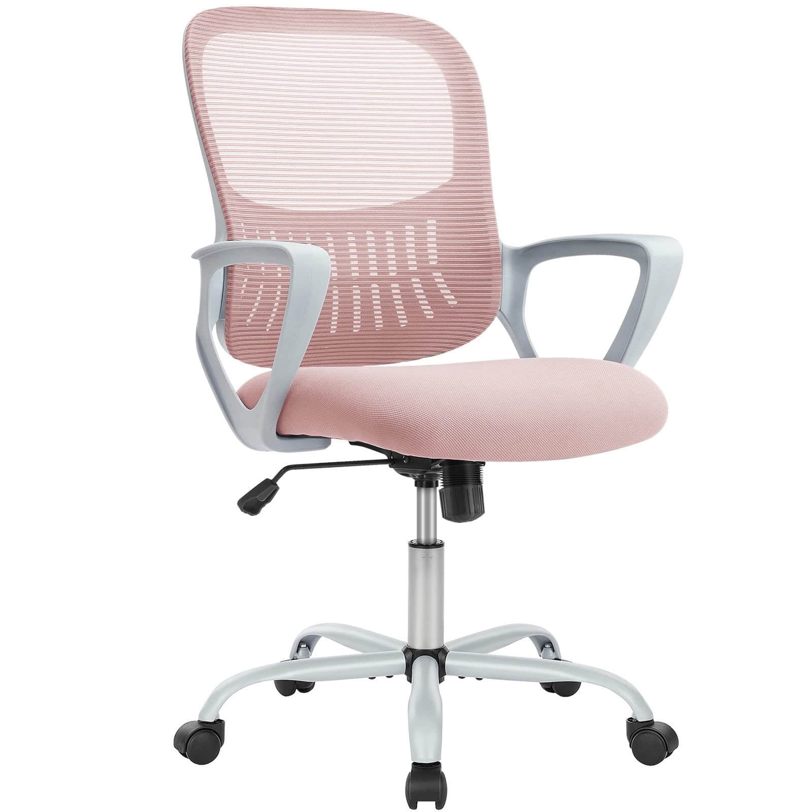 Pink Ergonomic MidBack Office Chair with Lumbar Support and Breathable